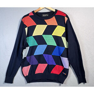 St. Croix VTG Sweater Geometric Made In USA Sweater Mens Size Medium Grandpa
